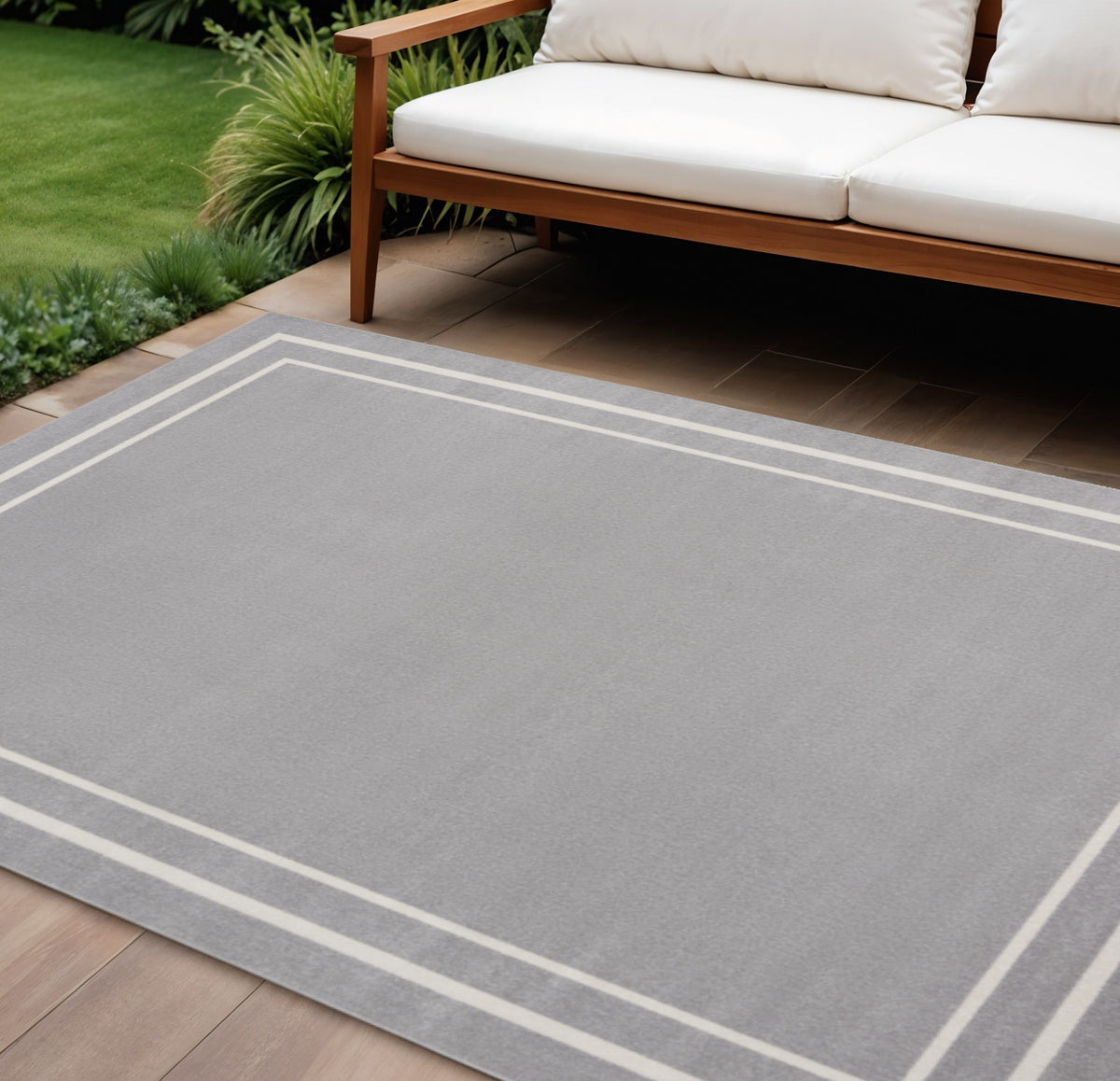 10 X 14 Gray And Ivory Indoor Outdoor Area Rug
