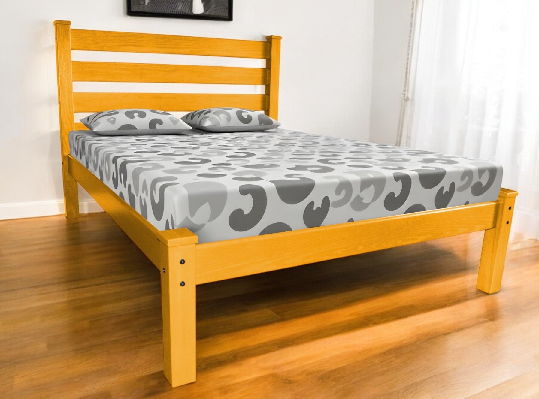 Yellow Solid Wood Twin Bed Frame