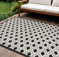 7 X 10 Black And White Geometric Indoor Outdoor Area Rug