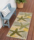 6 Green And Yellow Starfish Indoor Outdoor Runner Rug