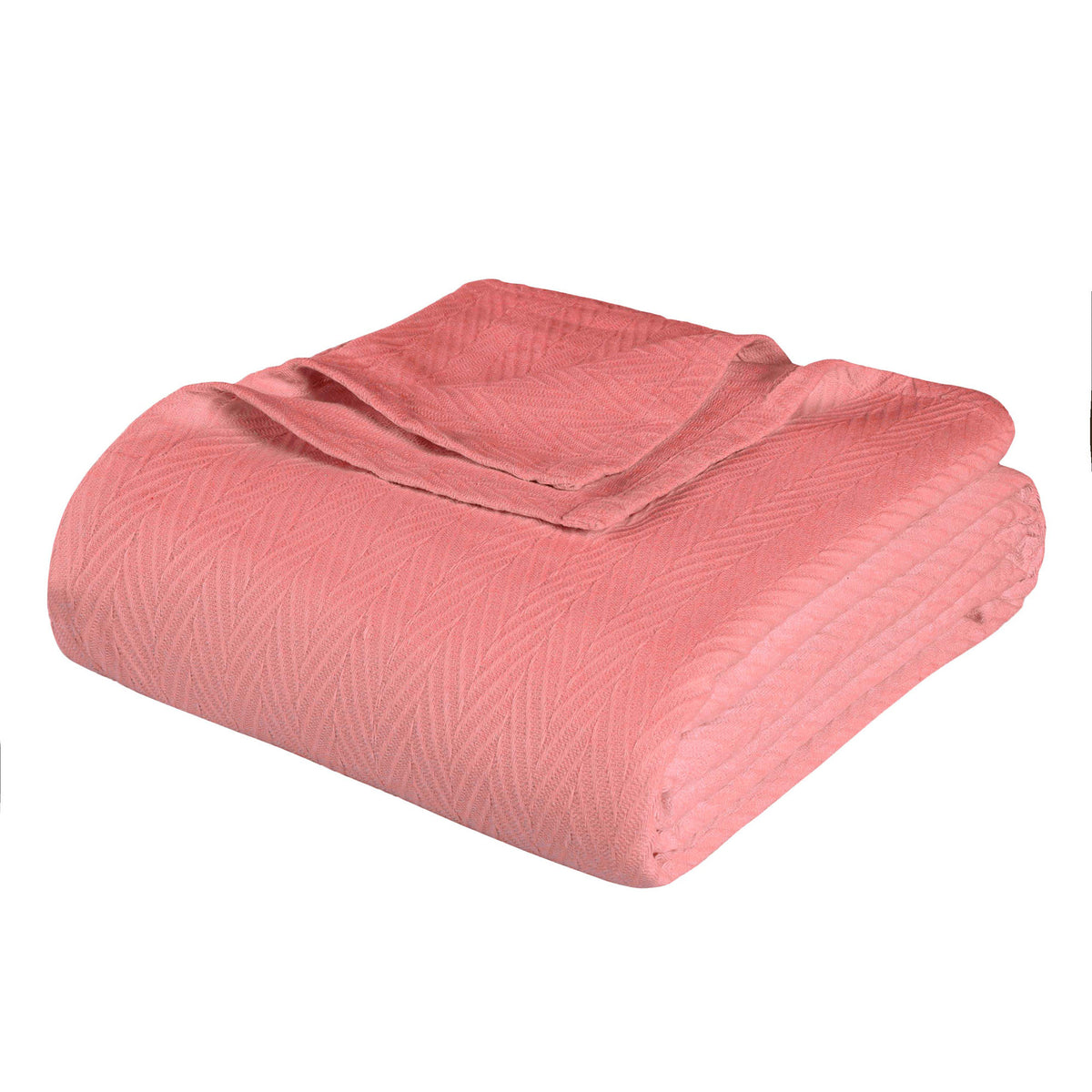 California King Coral Cotton Woven Chevron Blanket