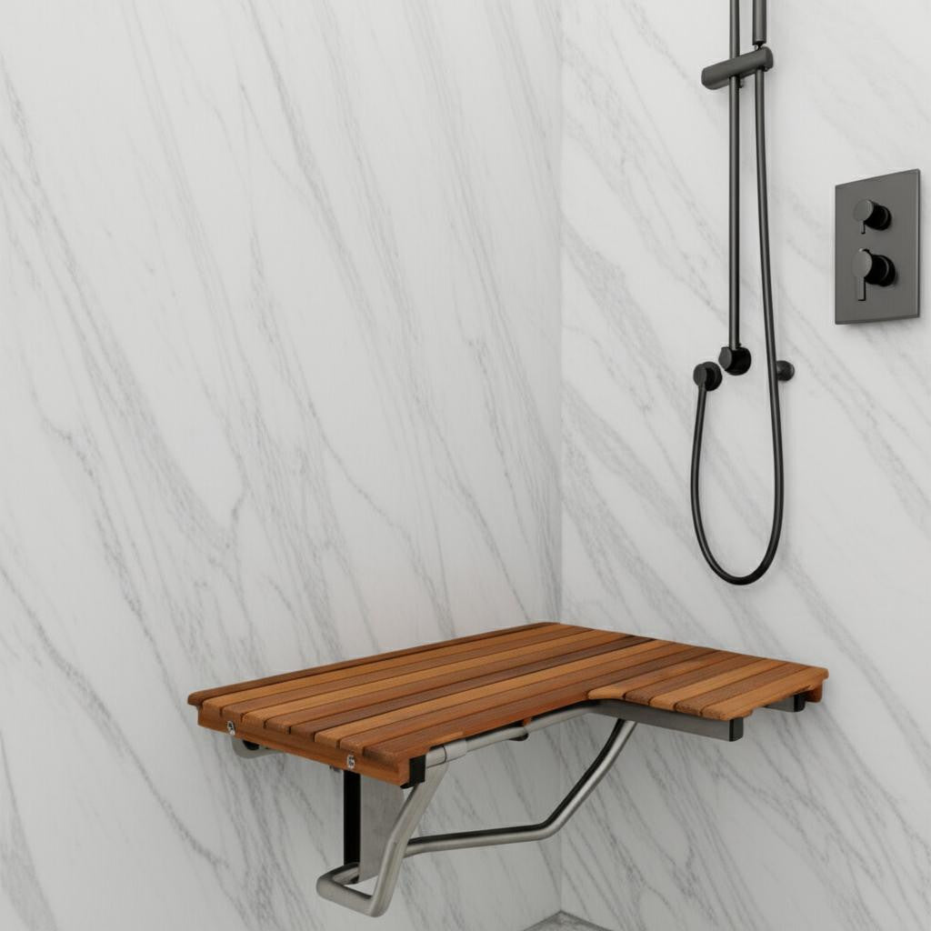 14 X 32 Brown Teak Rectangular Shower Bench