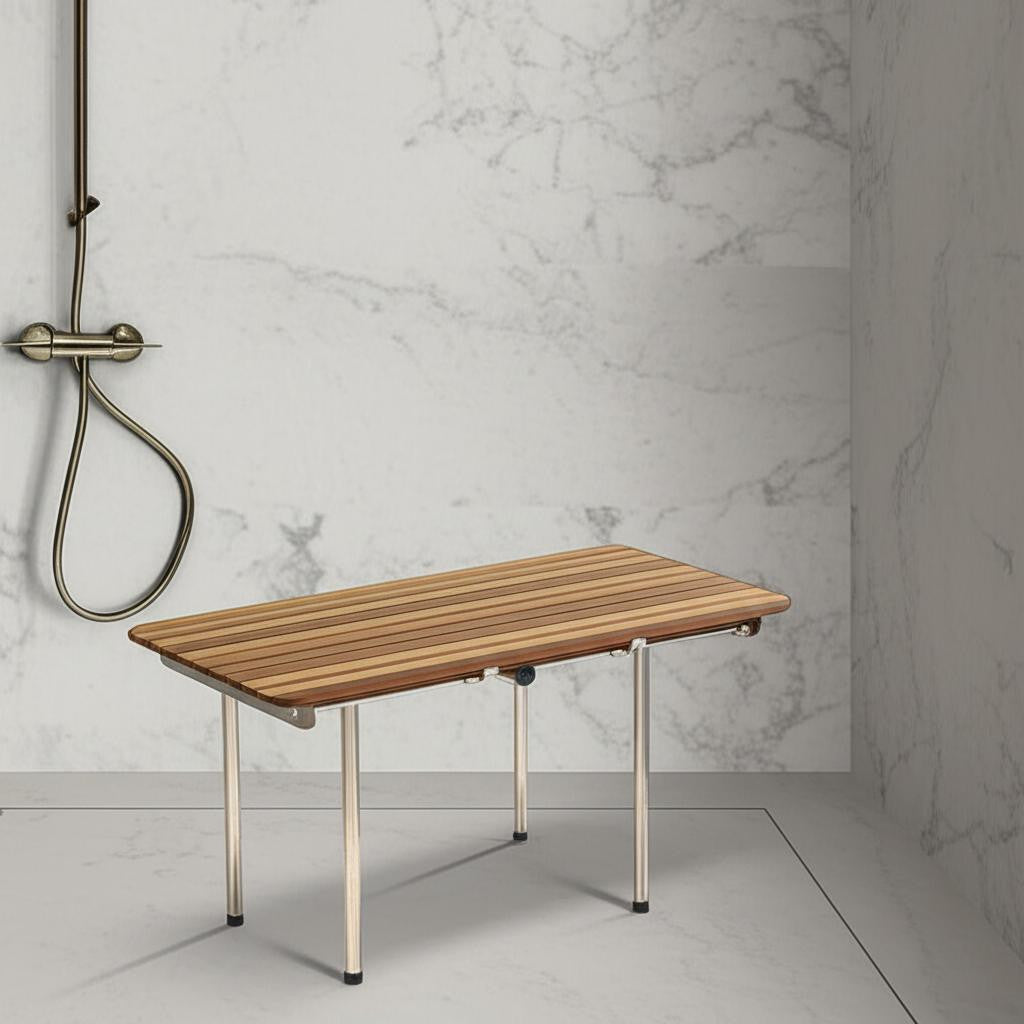 18 X 20 Brown Teak Rectangular Shower Bench