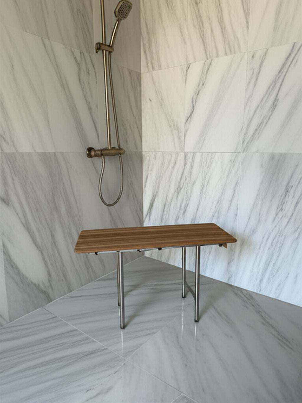 18 X 24 Brown Teak Rectangular Shower Bench