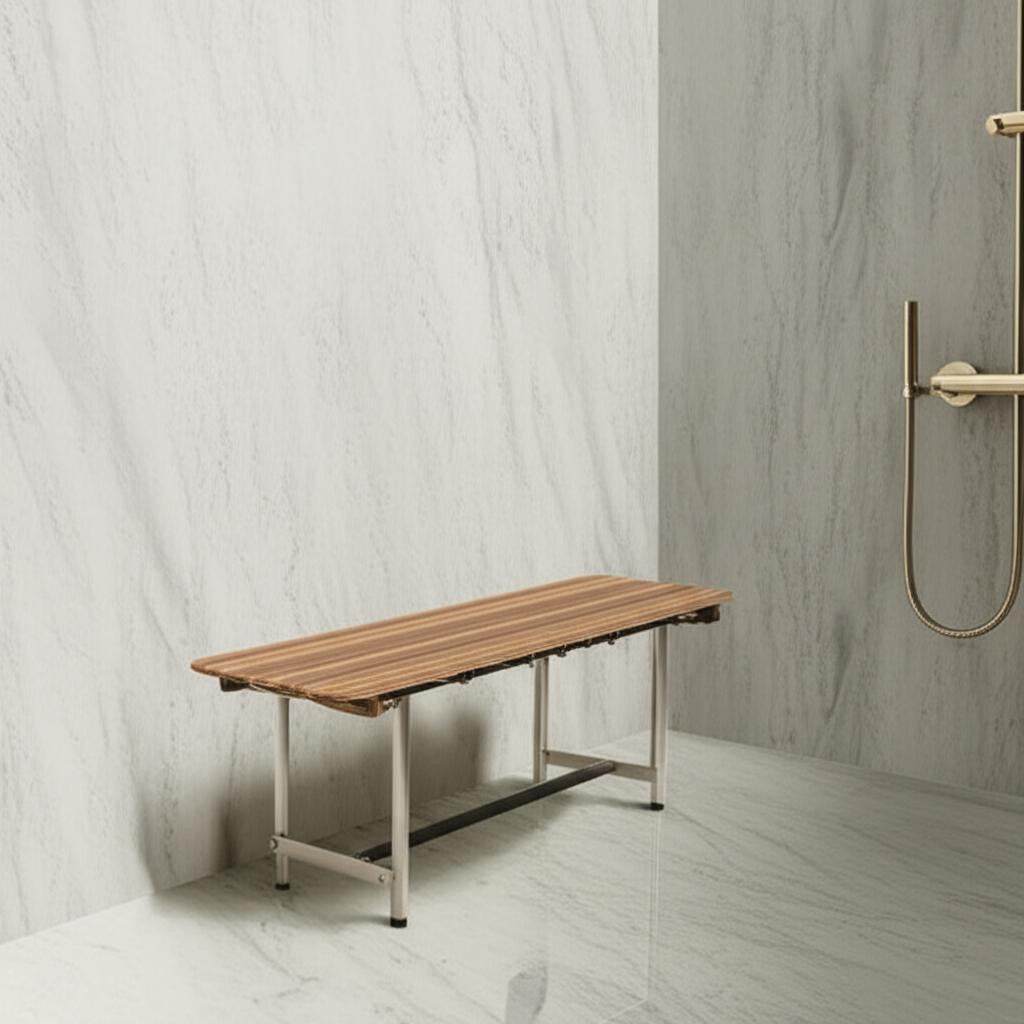 18 X 34 Brown Teak Rectangular Shower Bench