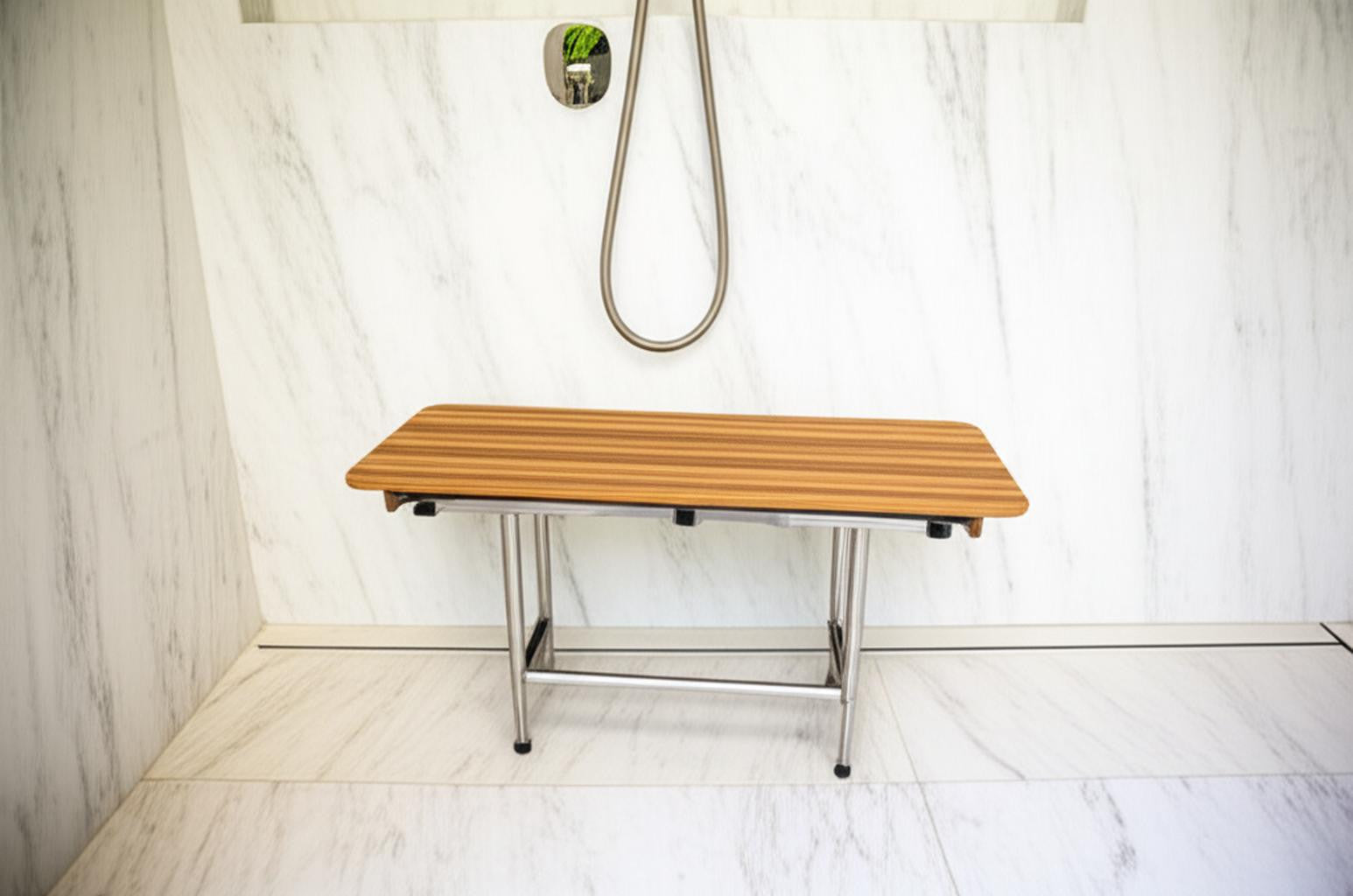 18 X 36 Brown Teak Rectangular Shower Bench