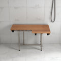 18 X 32 Brown Teak Rectangular Shower Bench With Legs