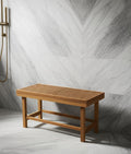 18 X 38 Brown Teak Rectangular Shower Bench