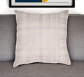 24'' Ivory Check Cotton Blend Throw Pillow With Embroidery