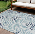 6 X 9 Sky Blue And Blue Palm Leaf Indoor Outdoor Area Rug
