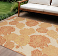 8 X 10 Coral And Beige Floral Indoor Outdoor Area Rug