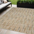 5 X 7 Beige And Blue Abstract Indoor Outdoor Area Rug
