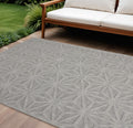 6 X 9 Light Gray And Gray Geometric Indoor Outdoor Area Rug