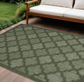 9 X 12 Dark Green And Light Green Trellis Indoor Outdoor Area Rug