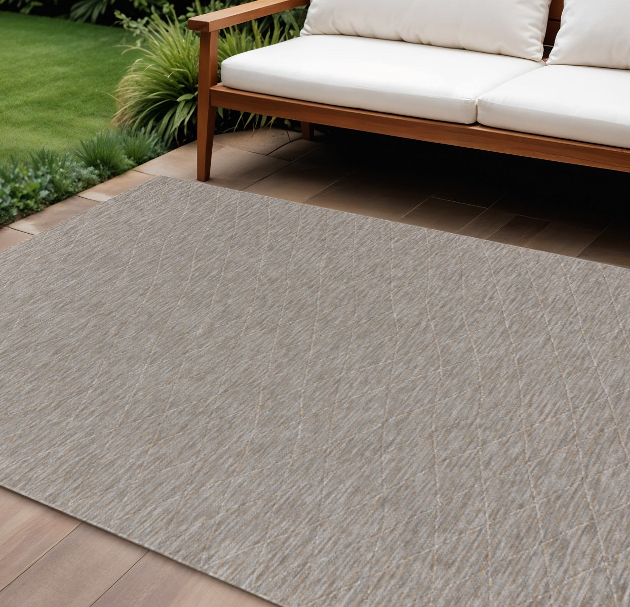 8 X 10 Gray And Light Gray Geometric Indoor Outdoor Area Rug