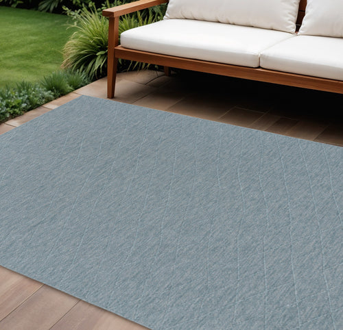 10 X 14 Aqua And Ivory Geometric Indoor Outdoor Area Rug