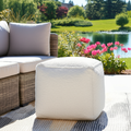 18 Ivory Polyester Cube Outdoor Pouf Ottoman
