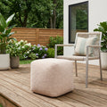 18 Taupe Polyester Cube Outdoor Pouf Ottoman