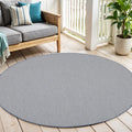 6 Ivory And Blue Round Geometric Indoor Outdoor Area Rug