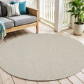 5 Ivory And Silver Round Geometric Indoor Outdoor Area Rug