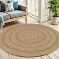 3 Natural And Brown Round Handmade Indoor Outdoor Area Rug
