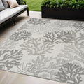 5 X 7 Gray Black And Ivory Nautical Indoor Outdoor Area Rug