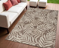 4 X 6 Brown And Ivory Palm Leaf Indoor Outdoor Area Rug