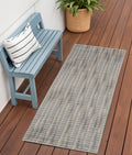7 Gray And Beige Abstract Indoor Outdoor Runner Rug