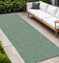 8 Blue And Green Geometric Indoor Outdoor Runner Rug