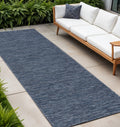 8 Navy Blue And Ivory Geometric Indoor Outdoor Runner Rug
