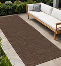 8 Dark Brown And Brown Geometric Indoor Outdoor Runner Rug