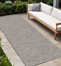 8 Gray And Light Gray Geometric Indoor Outdoor Runner Rug