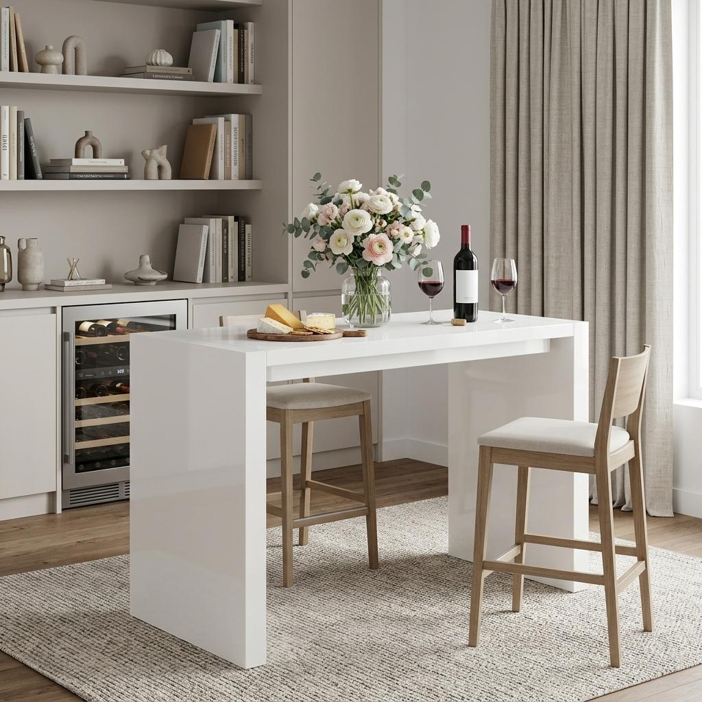60 White Wood Rectangular Bar Height Bar Table