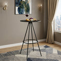 31 Black Wood and Iron Rounded Bar Table