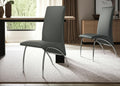 Set of Two Gray and Silver Upholstered Faux Leather Dining Side Chairs