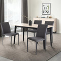 Set of Four Gray Upholstered Faux Leather Dining Side Chairs