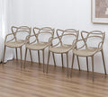Set of Four Gray Heavy Duty Plastic Open Back Dining Arm Chairs