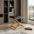 21 Charcoal and Gold Faux Leather Vanity Chair