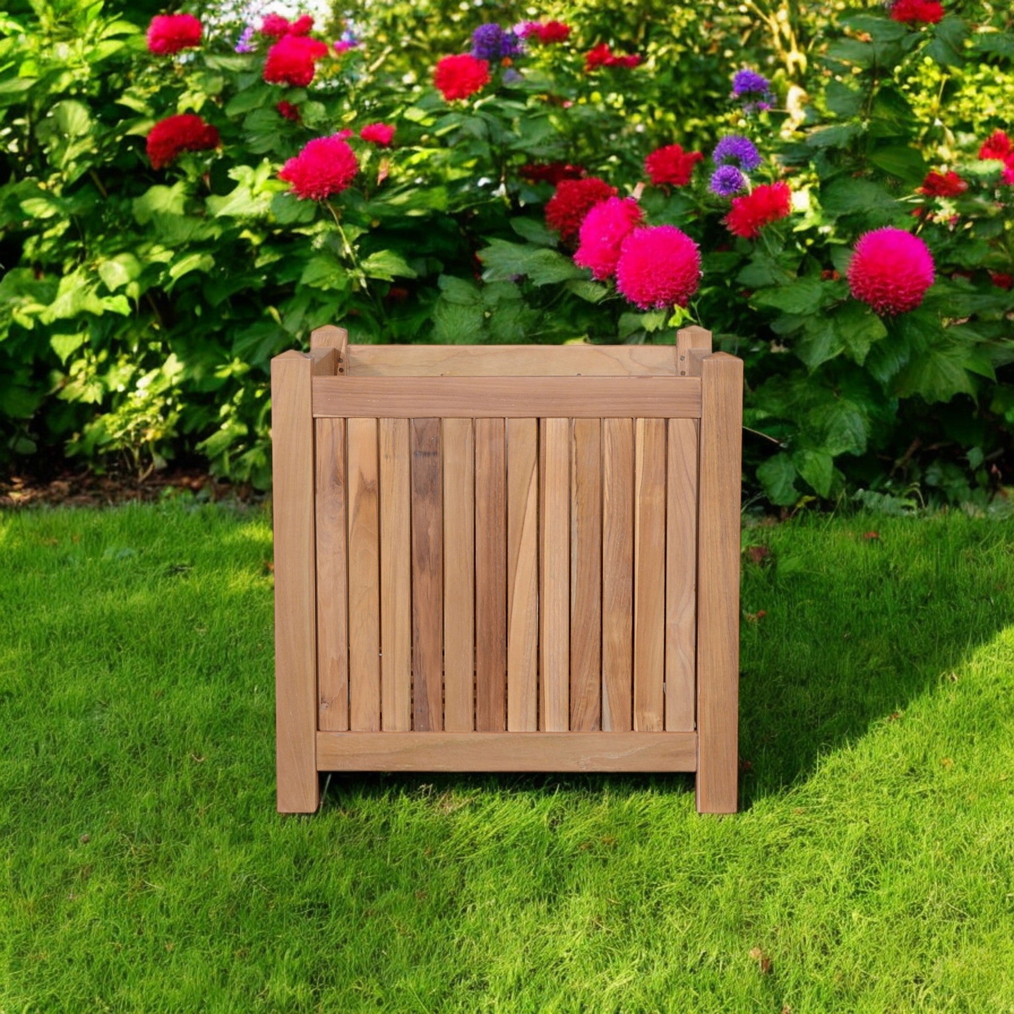 18 Natural Solid Wood Indoor Outdoor Square Planter Box