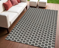4 X 6 Black And Ivory Geometric Indoor Outdoor Area Rug