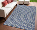 4 X 6 Blue And Ivory Geometric Indoor Outdoor Area Rug
