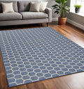 5 X 7 Blue And Ivory Geometric Indoor Outdoor Area Rug