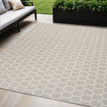 5 X 7 Gray And Ivory Geometric Indoor Outdoor Area Rug