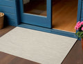 3 X 5 Ivory And Silver Geometric Indoor Outdoor Area Rug
