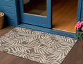 3 X 5 Brown And Ivory Palm Leaf Indoor Outdoor Area Rug