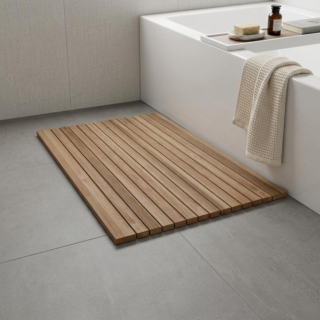 Natural Teak 20 Square Shower Mat