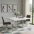 59 White and Silver Wood and Metal Pedestal Base Square Dining Table