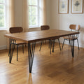 63 Brown and Black Wood And Metal Dining Table