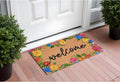 24 X 36 Natural and Black Coir Floral Welcome Outdoor Door Mat
