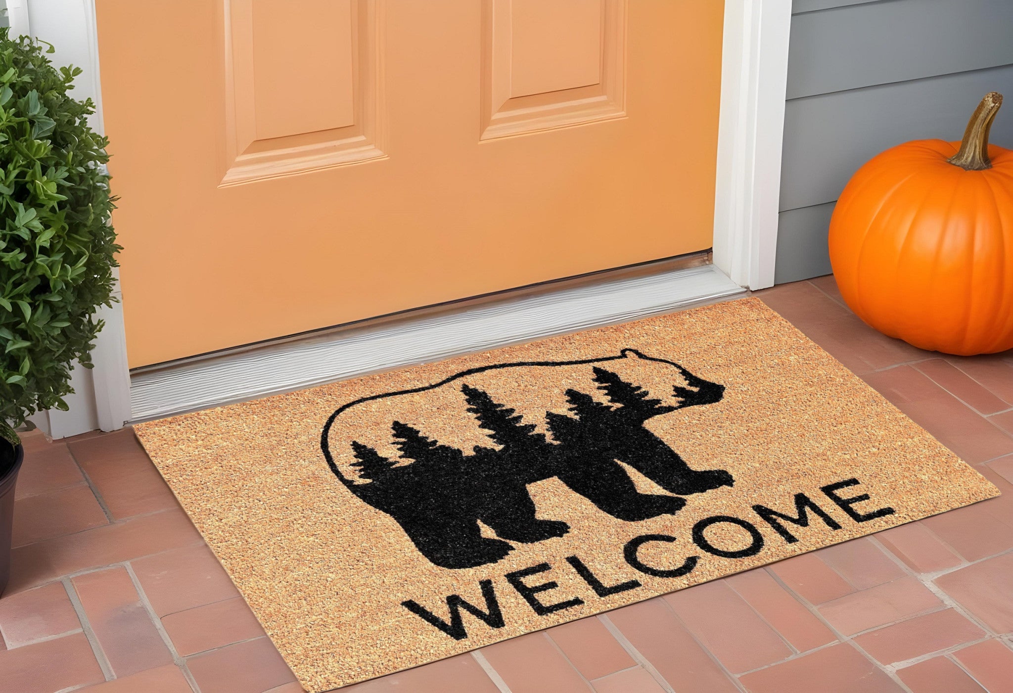 24 X 36 Natural and Black Coir Bear Welcome Outdoor Door Mat